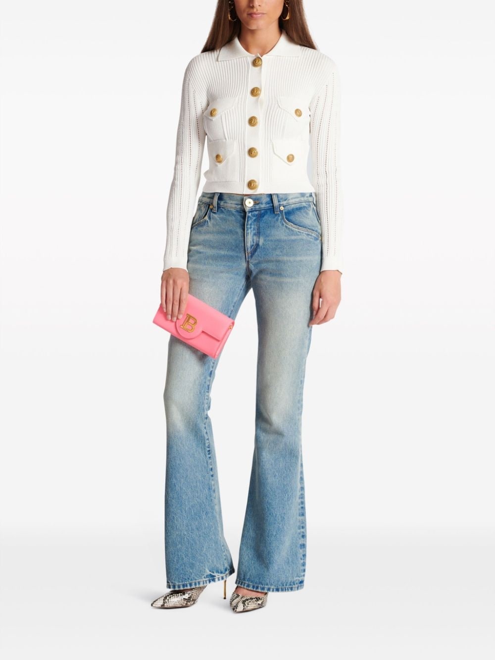 buttoned ribbed cardigan - 2