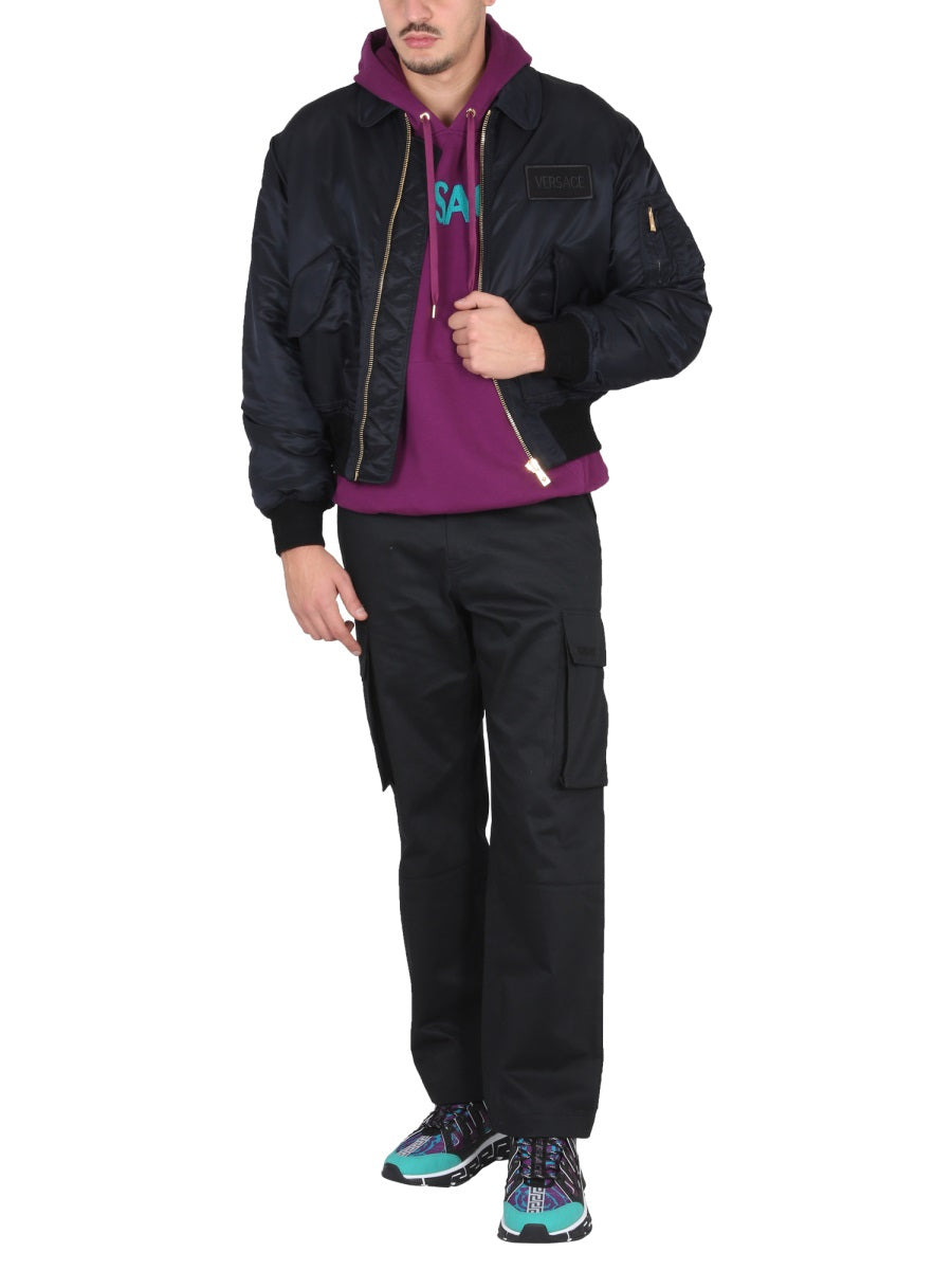 Versace Men Bomber Jacket With Applied Logo - 2