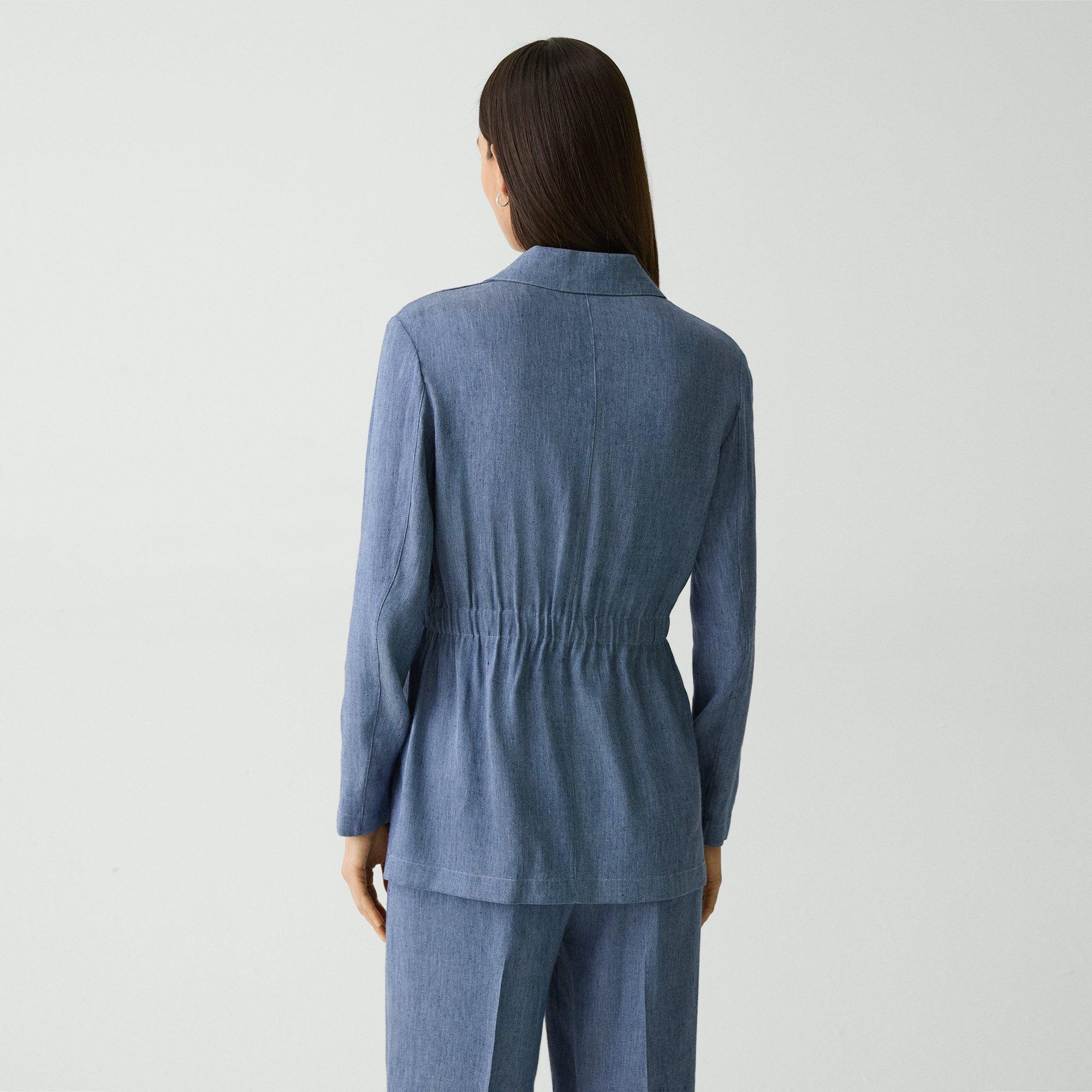 Cinched Jacket in Fluid Linen - 4