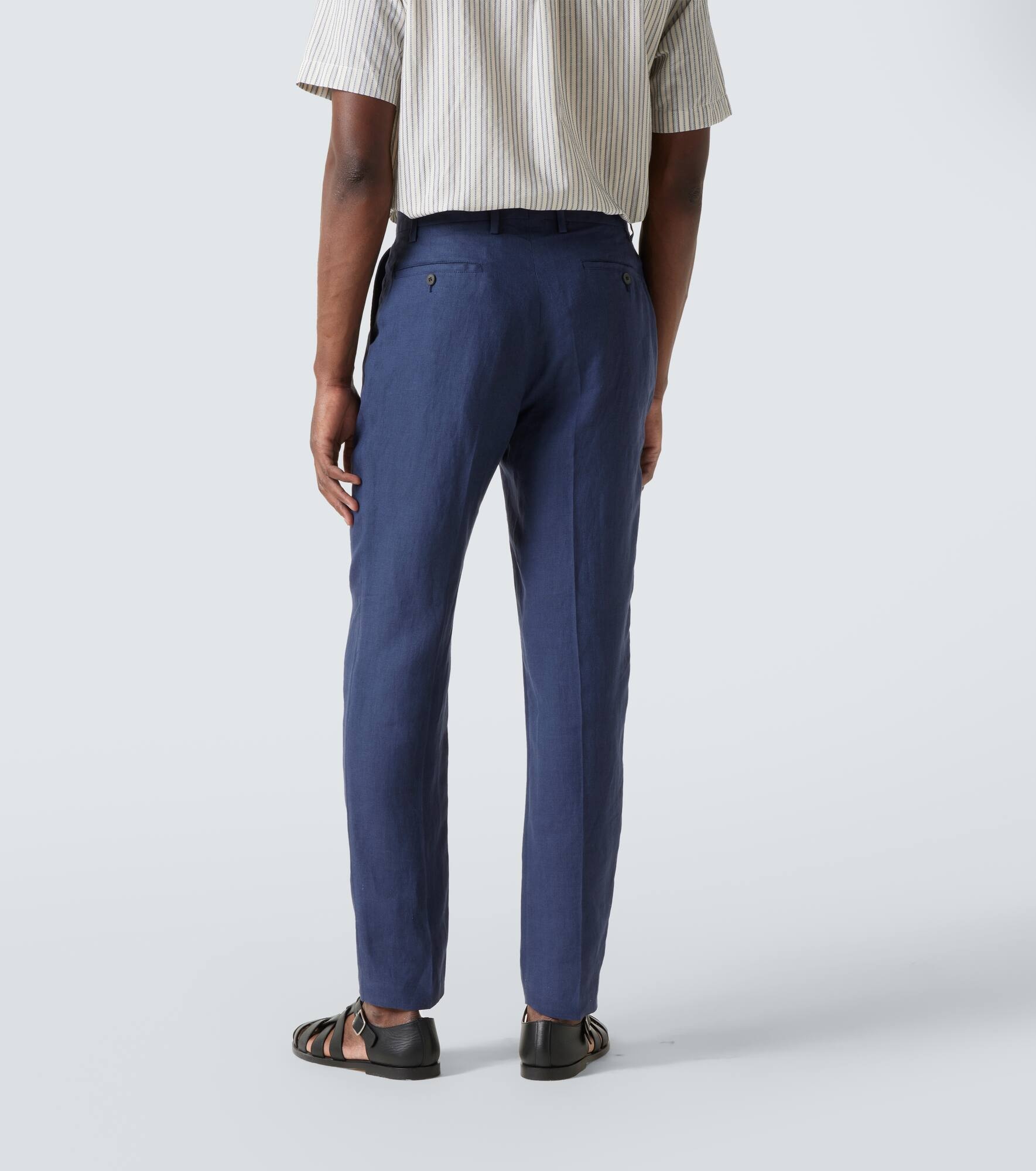 Pleated linen straight pants - 4
