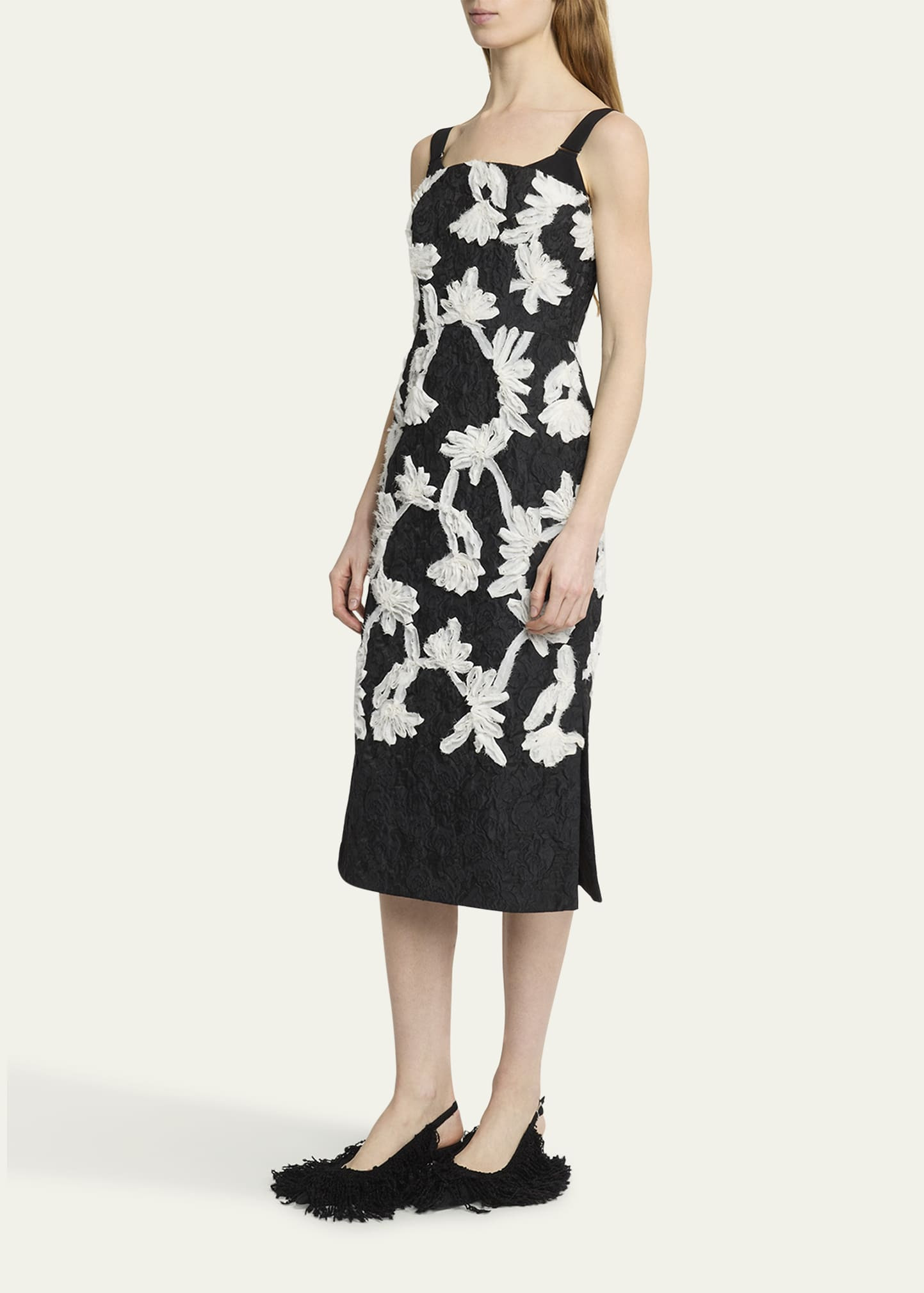 Sleeveless Cloque Midi Cocktail Dress - 4