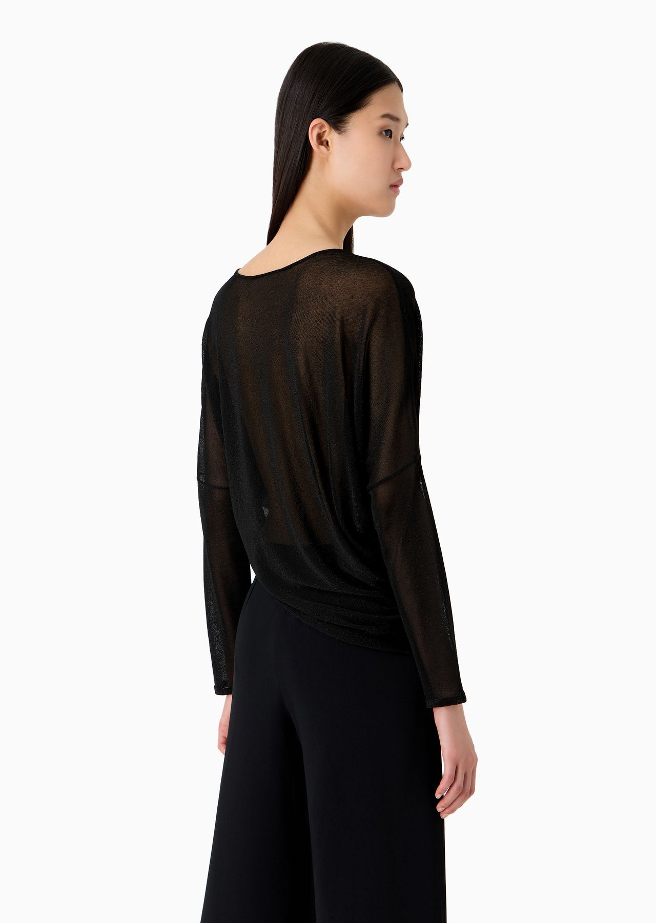 Jumper with asymmetric hem and draping in sheer lurex - 3