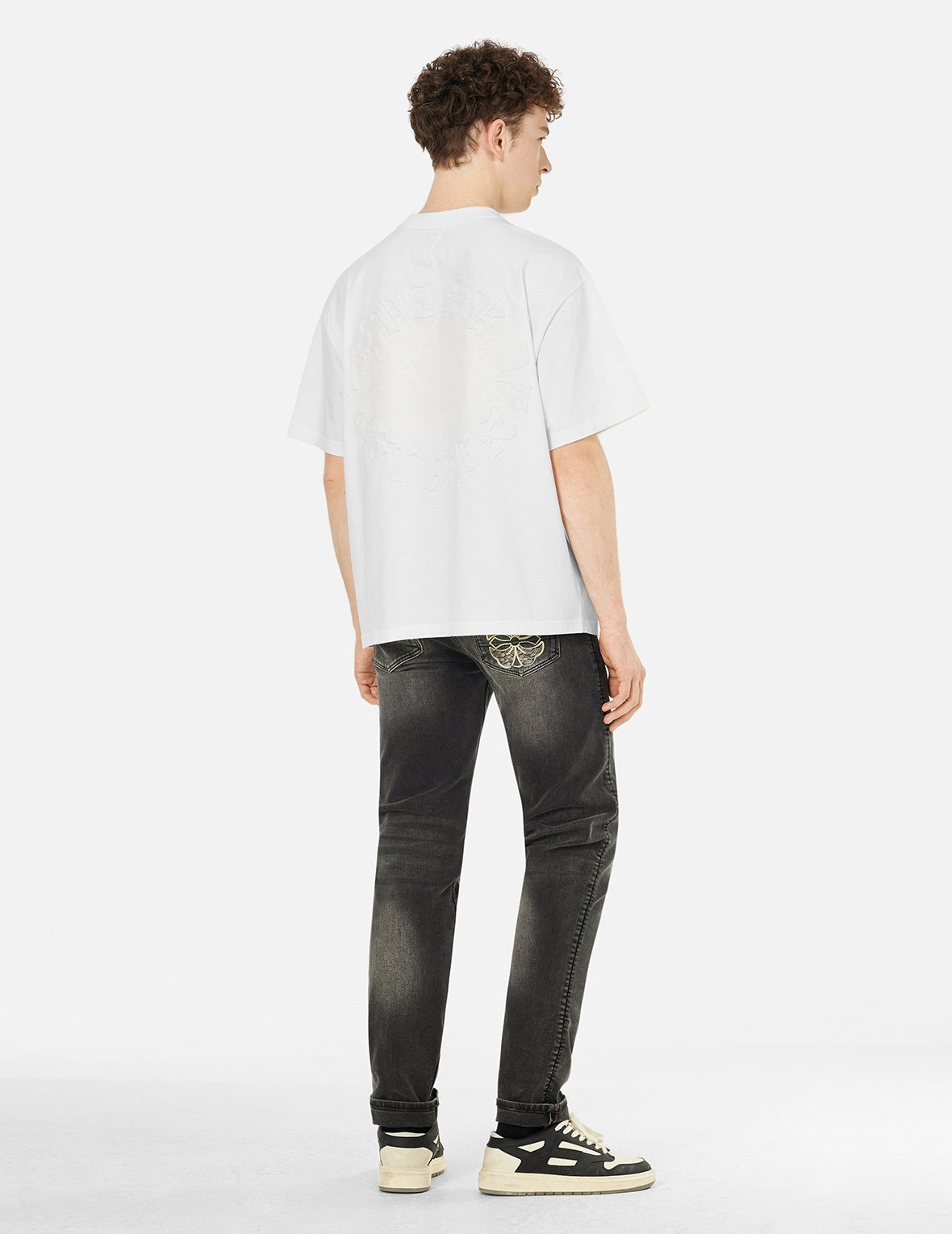 Hakutaku Print and Seagull Emboss Print Loose Fit T-shirt - 4