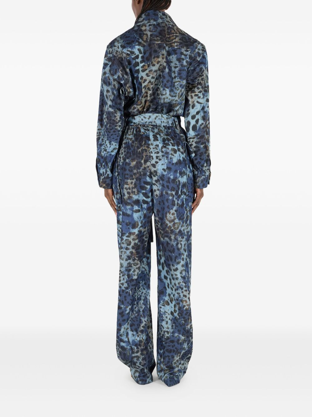 animal-print belted jumpsuit - 4