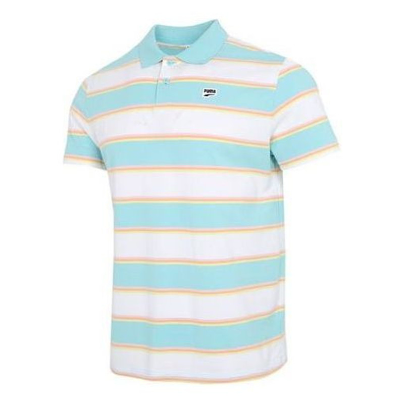 PUMA Downtown Stripe Polo Tee Shirt 'White' 599781-52 - 1