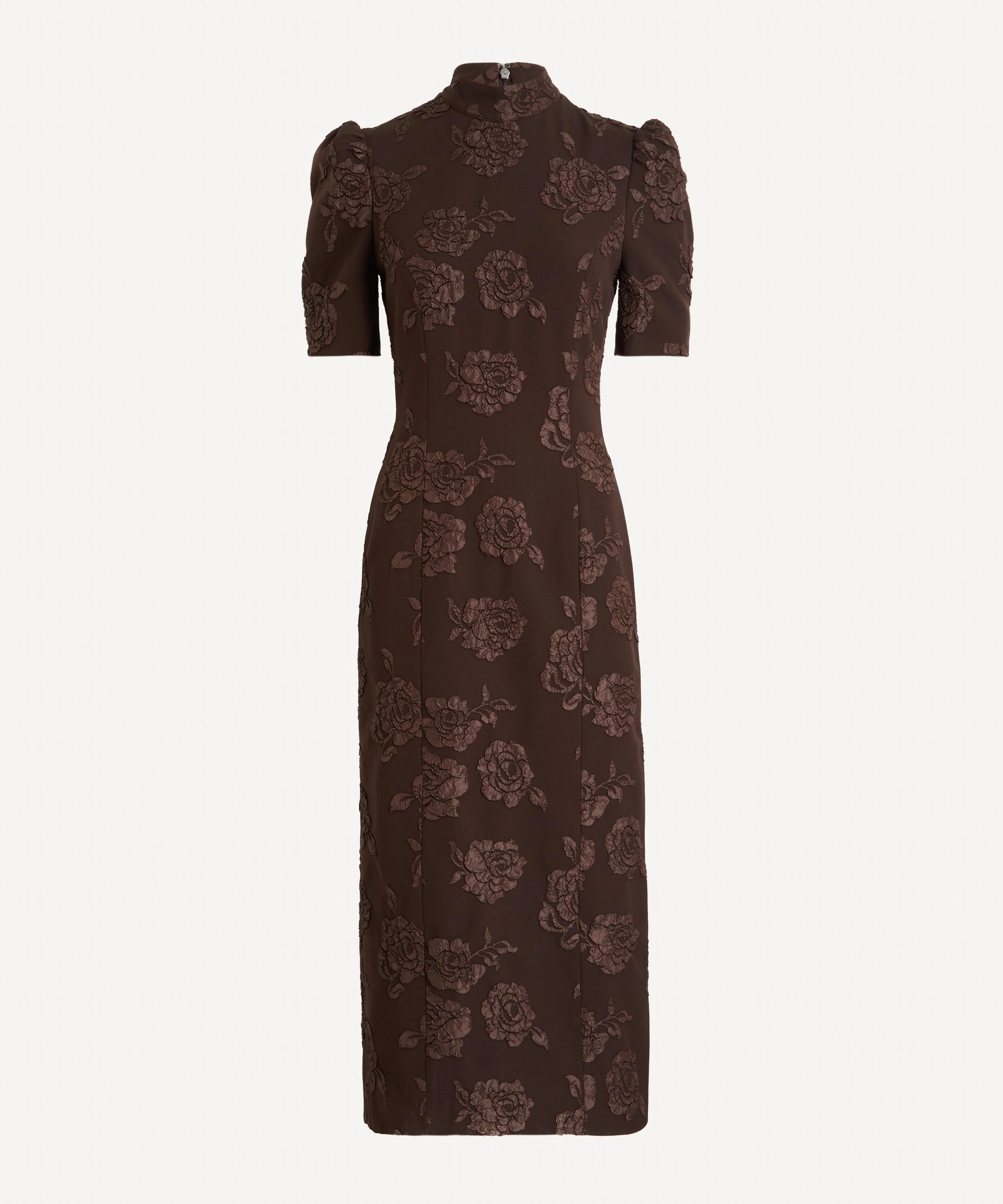 Dark Brown Jacquard Midi Dress - 1