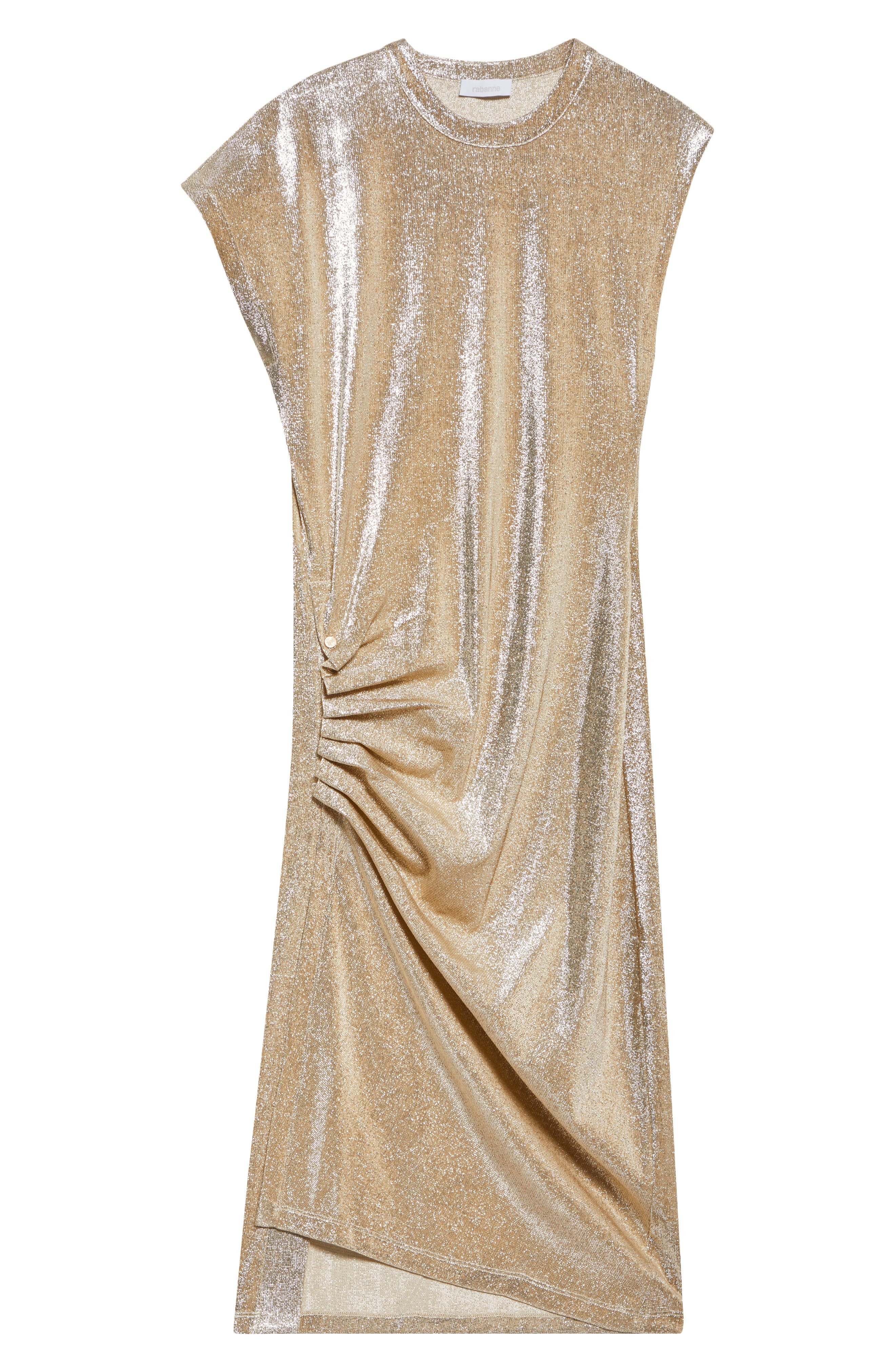 Rabanne Drapé Pression Metallic Knit Dress in Silver /Gold at Nordstrom - 5