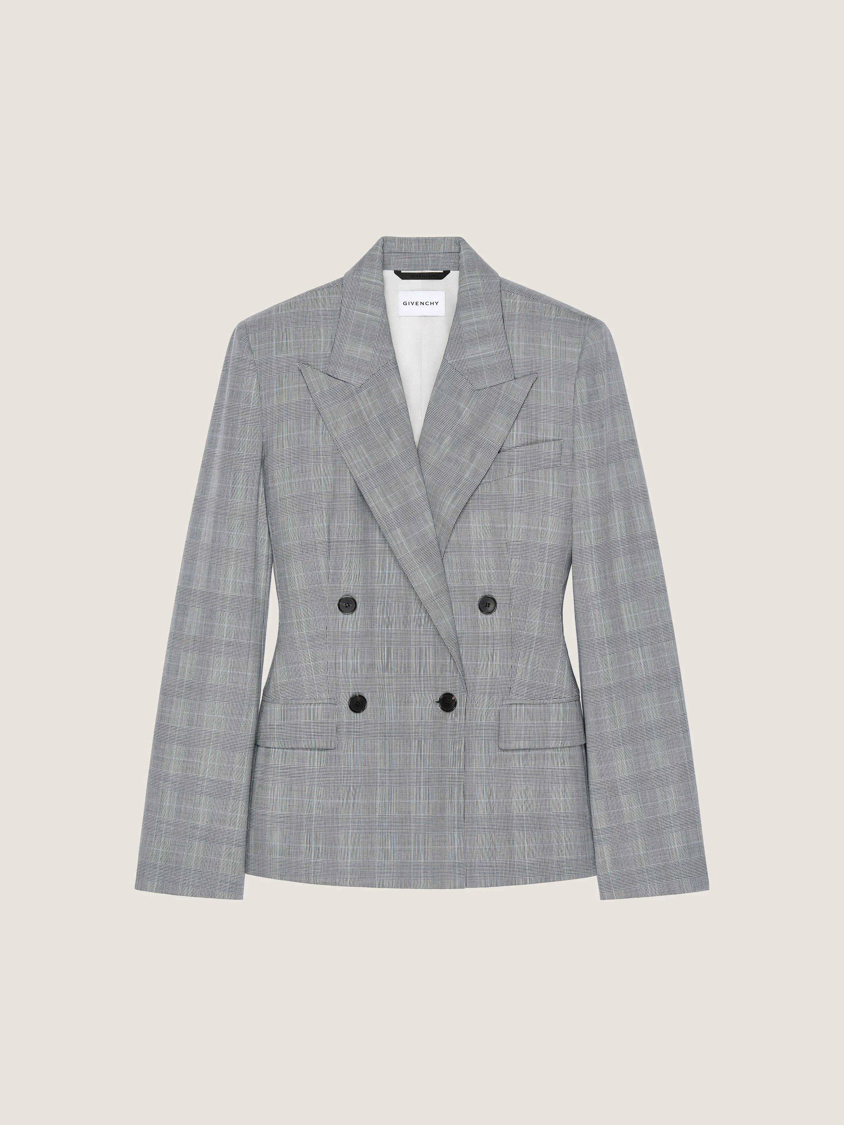 DOUBLE-BREASTED CHECKED JACKET IN WOOL - 1