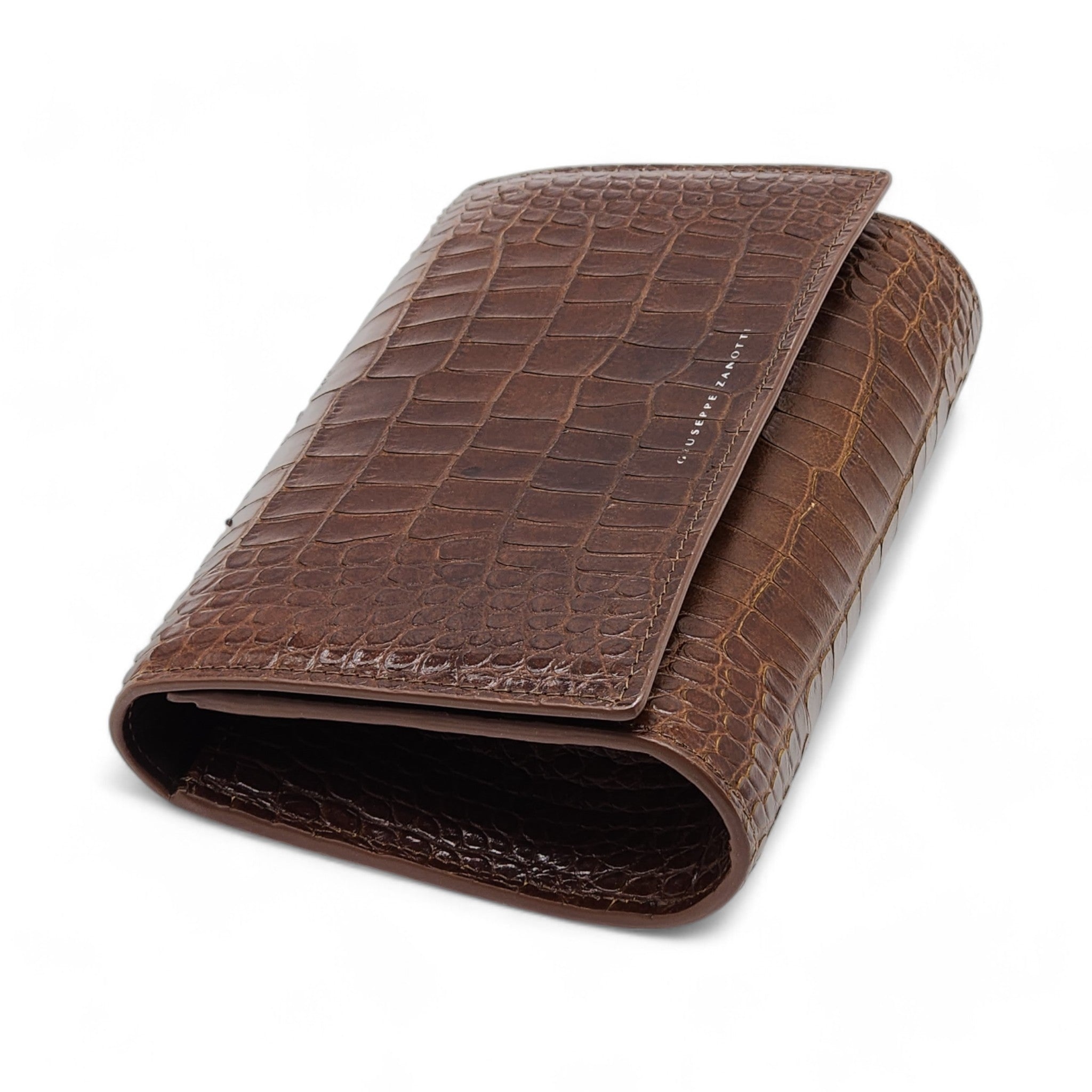 Giuseppe Zanotti Emilee Clutch Shoulder Bag - Croc Print Leather - Brown - 4