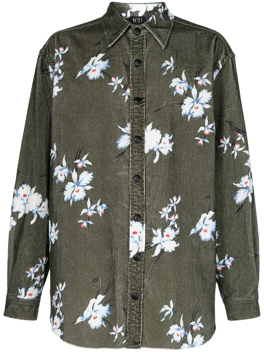 floral-print corduroy shirt - 1