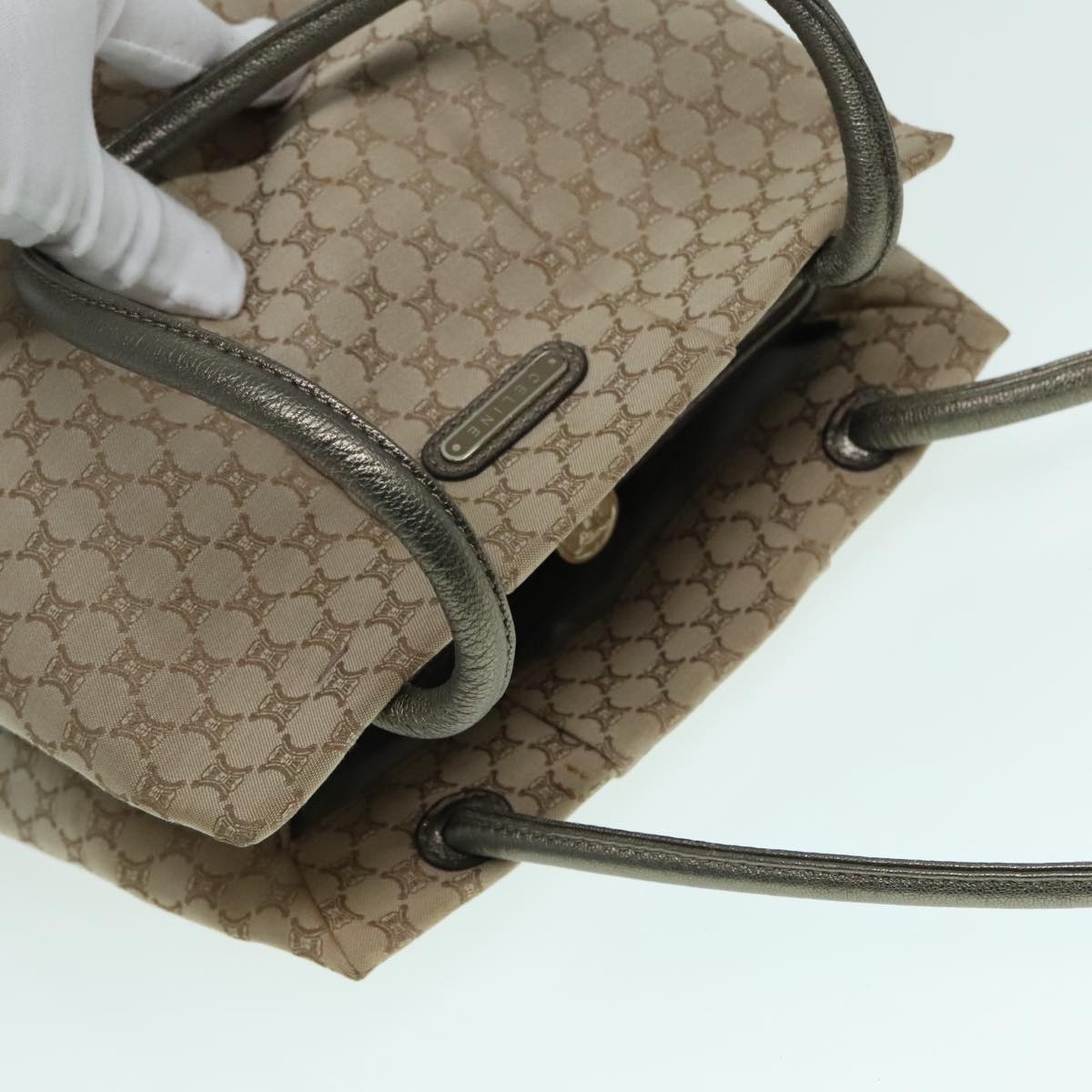 CELINE Macadam Canvas Shoulder Bag Beige Gold - 6