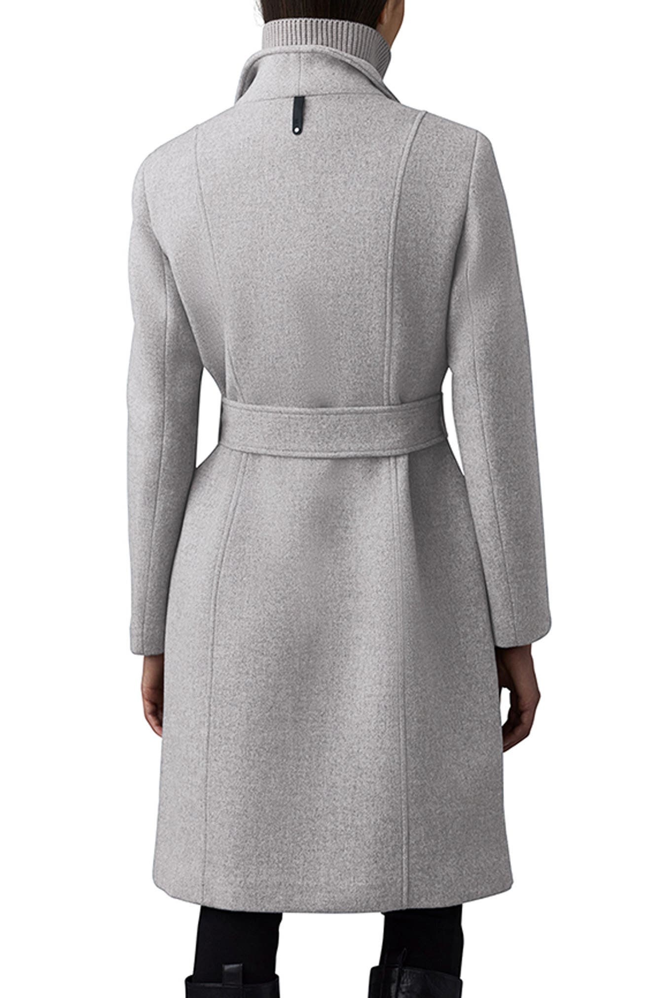 Nori-K Belted Double Face Wool Coat with Wool Blend Bib - 2