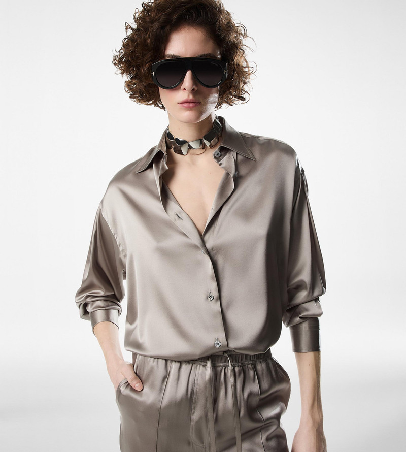 TOM FORD STRETCH SILK SATIN RELAXED FIT SHIRT outlook