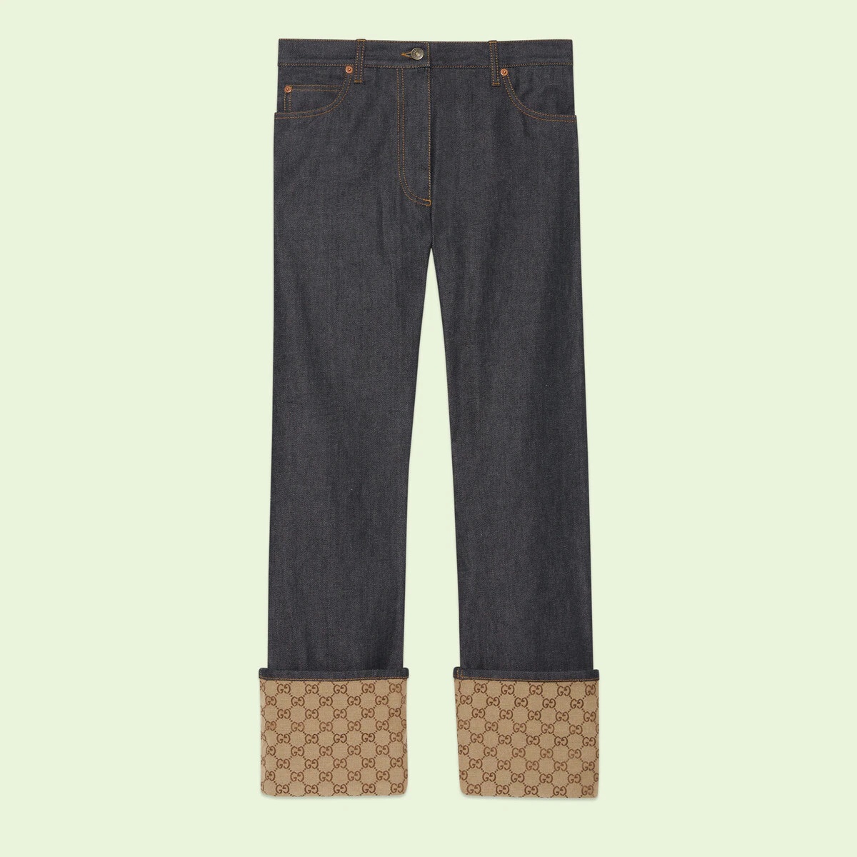 Denim pant with Gucci label - 1