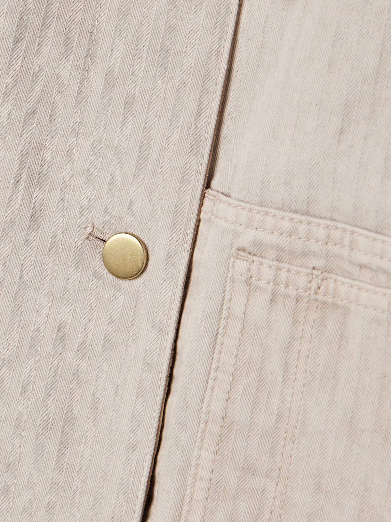 Abbas suede-trimmed herringbone cotton jacket Ecru - 5