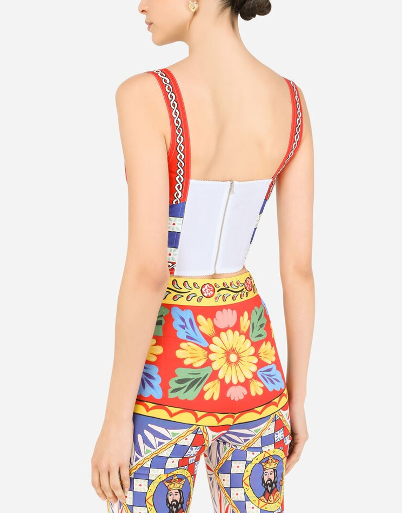 Carretto-print charmeuse bustier top 5