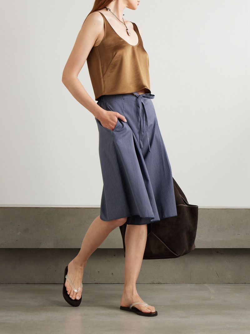 LESET Barb Scoop cropped washed-satin tank Chocolate outlook