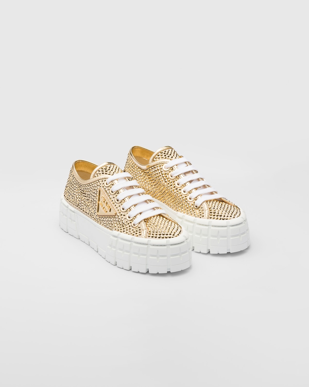 Satin and leather sneakers with crystals - 2