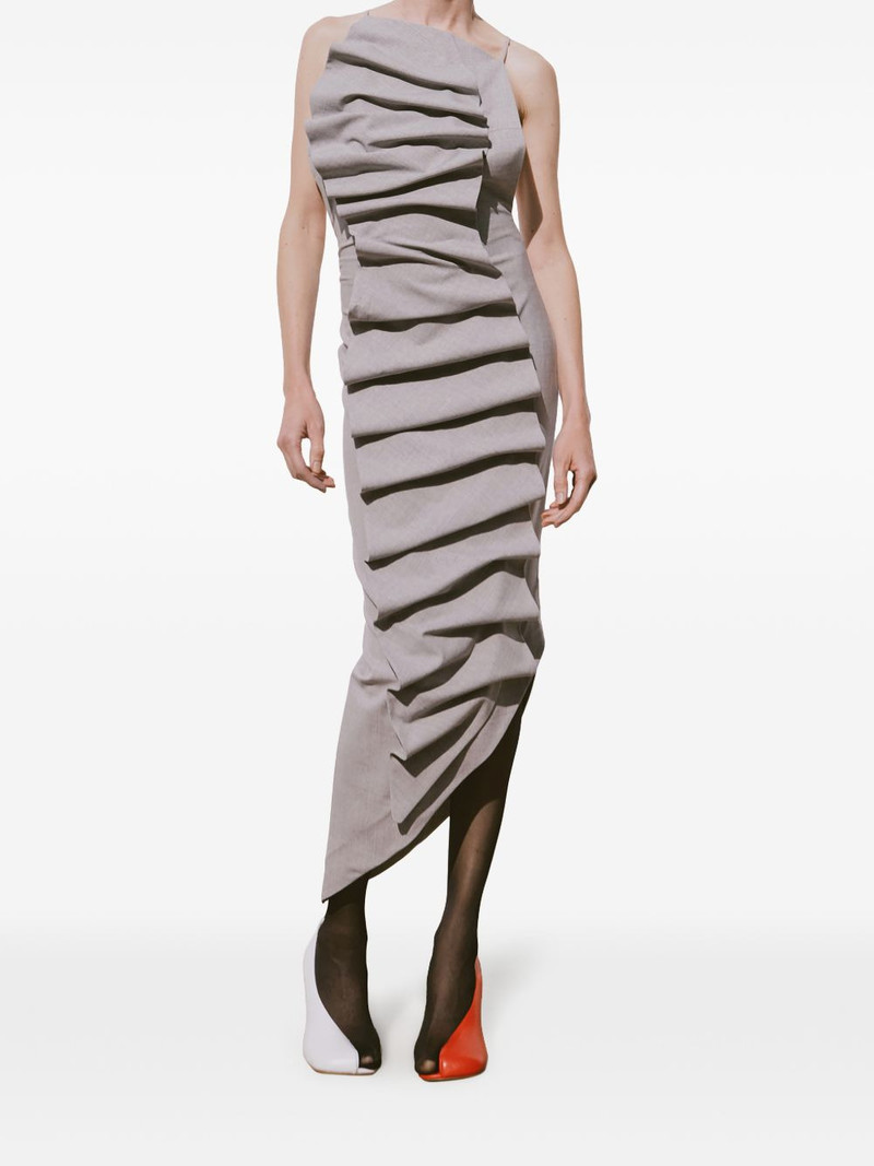 A.W.A.K.E. MODE draped-detail asymmetric midi dress outlook