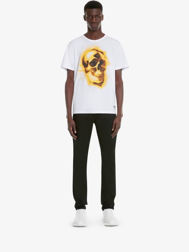 Alexander McQueen Men's Silhouette Skull T-shirt in White outlook