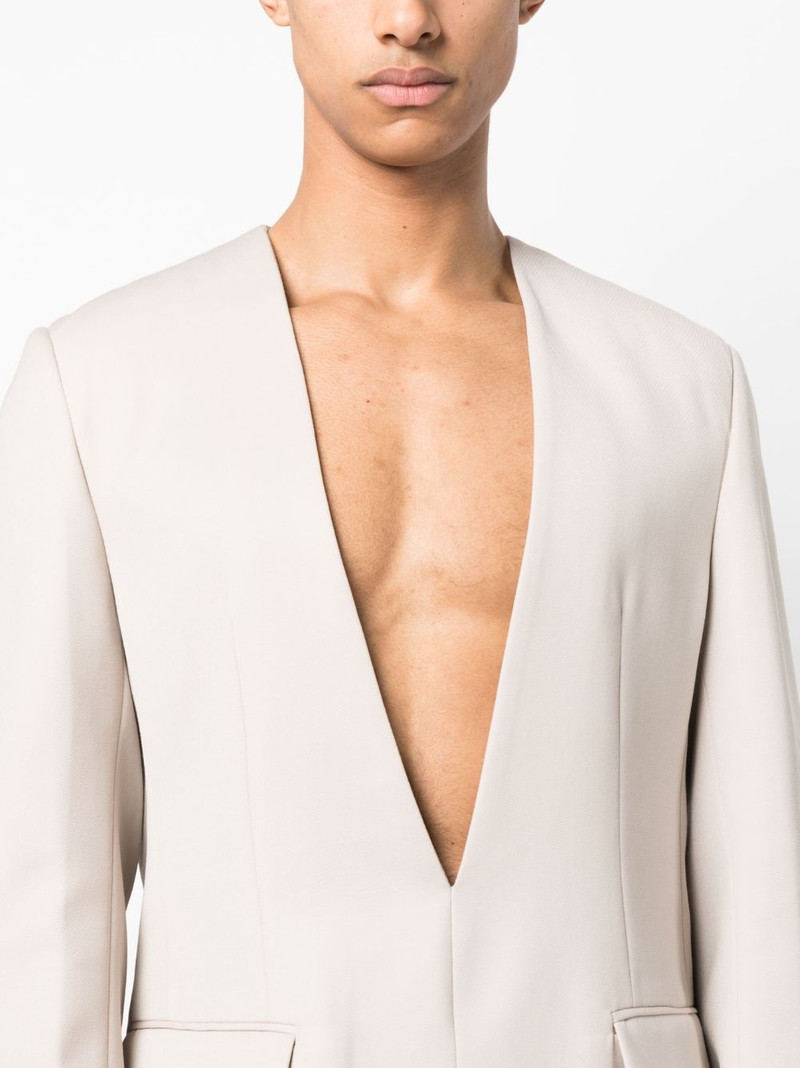 plunging V 목 모직 blazer 5