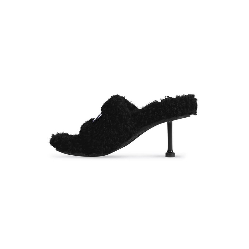 BALENCIAGA Women's Cities Paris Furry 80mm Sandal in Black outlook
