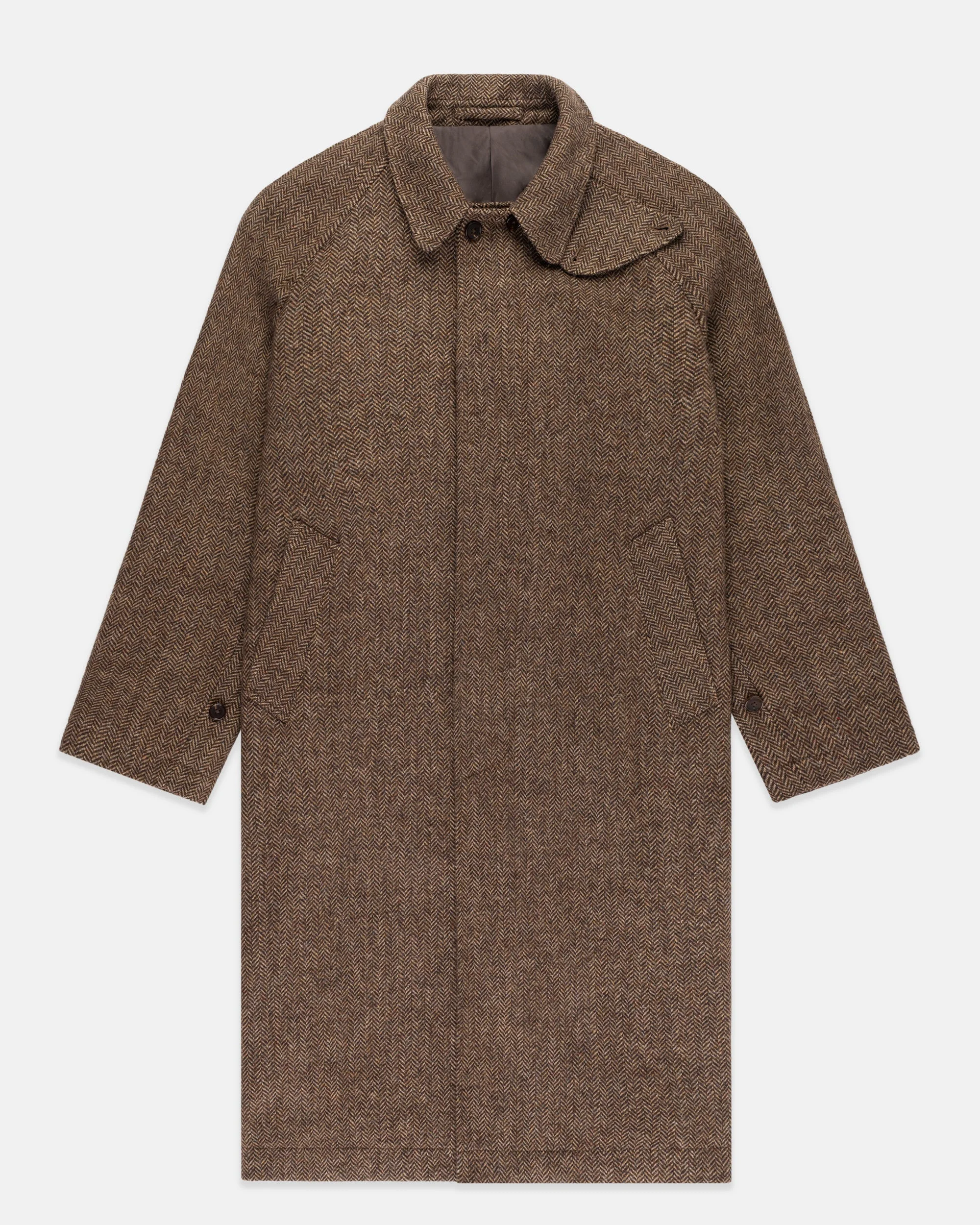 BROWN HERRINGBONE BRITISH TWEED BALMACAAN - 1