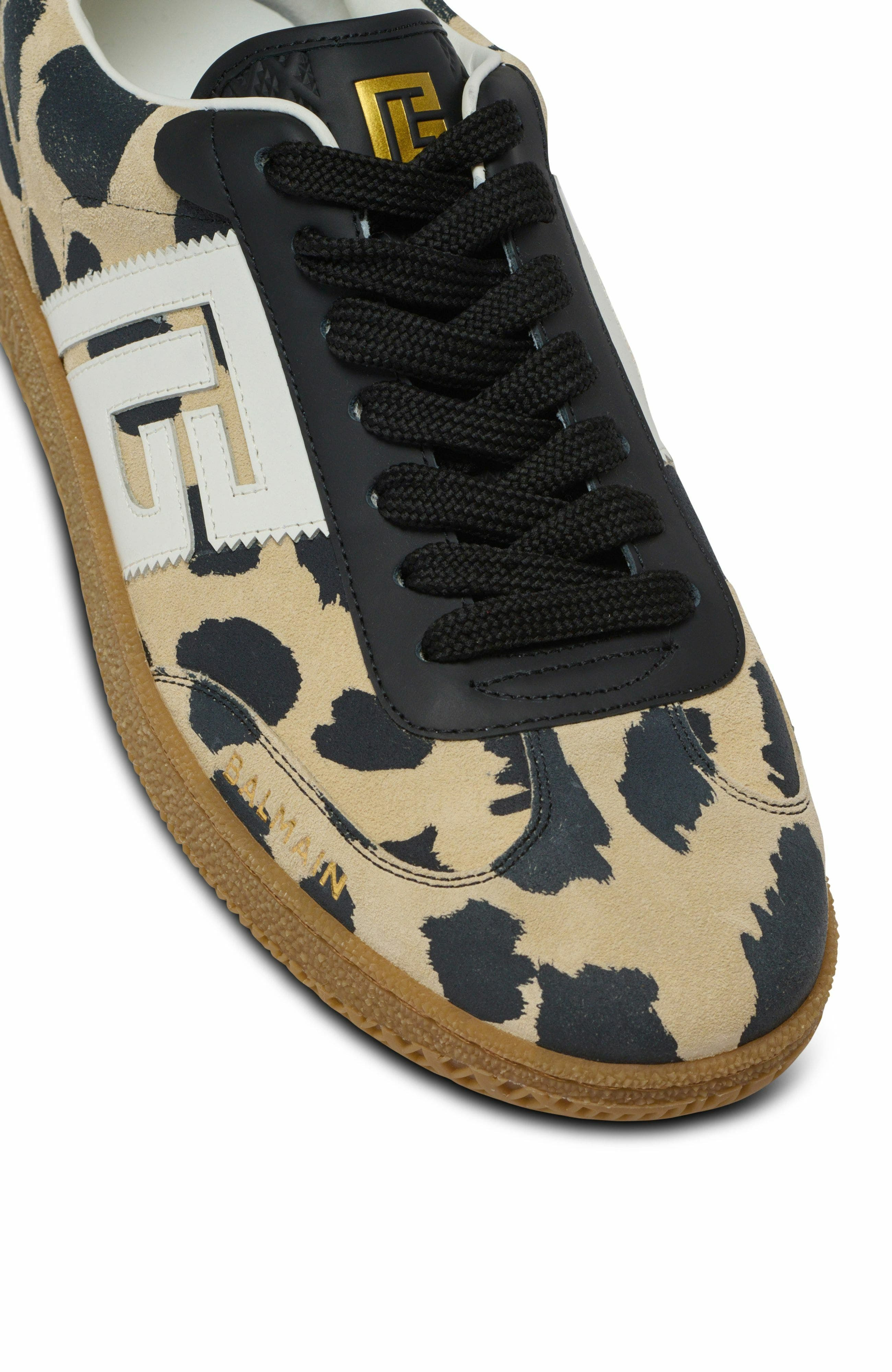 Balmain Swan Leopard Print Suede Leather Trainers in Brown at Nordstrom - 7