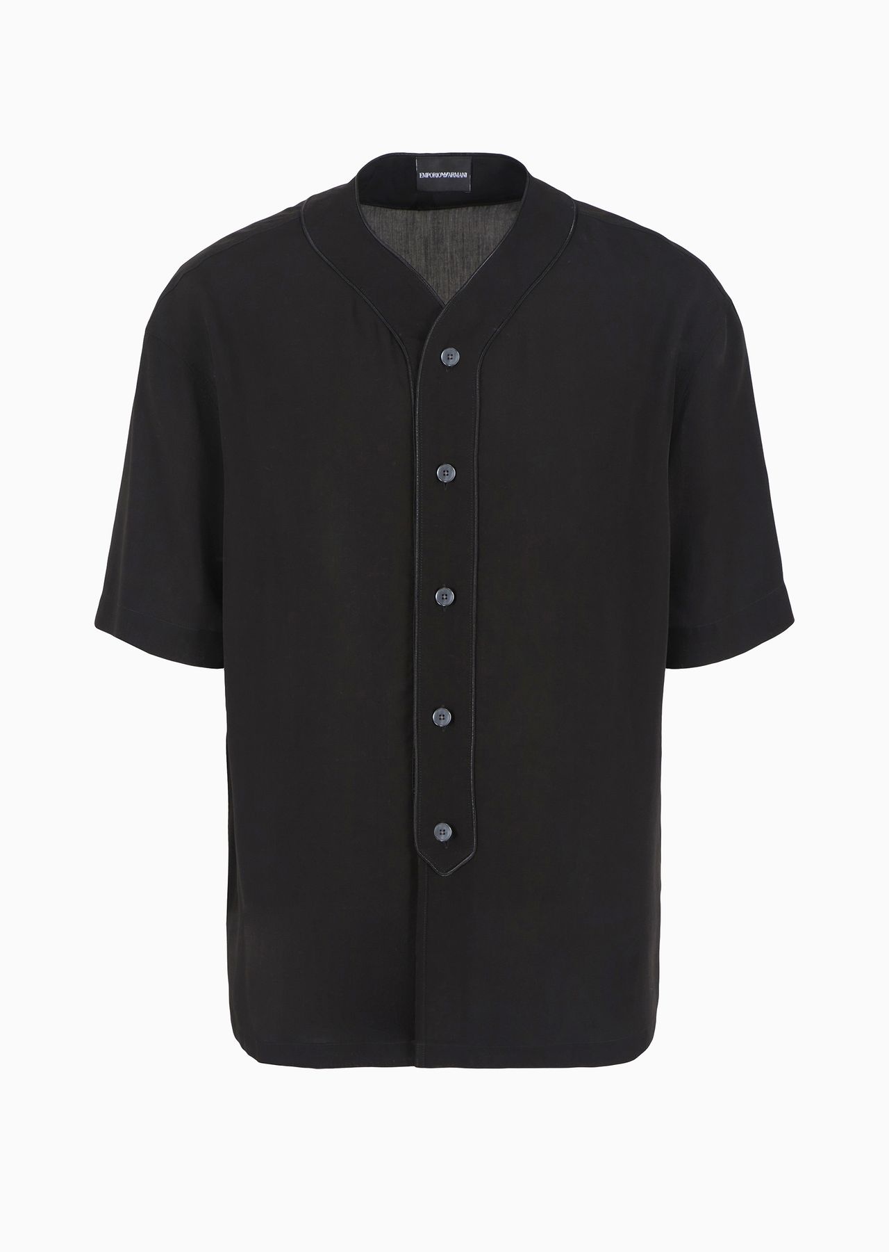 Short-sleeved, comfort-fit, V-neck Lyocell shirt - 1