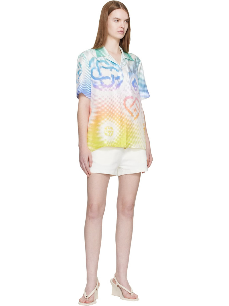 CASABLANCA Multicolor Halftone Logo Short Sleeve Silk Shirt outlook
