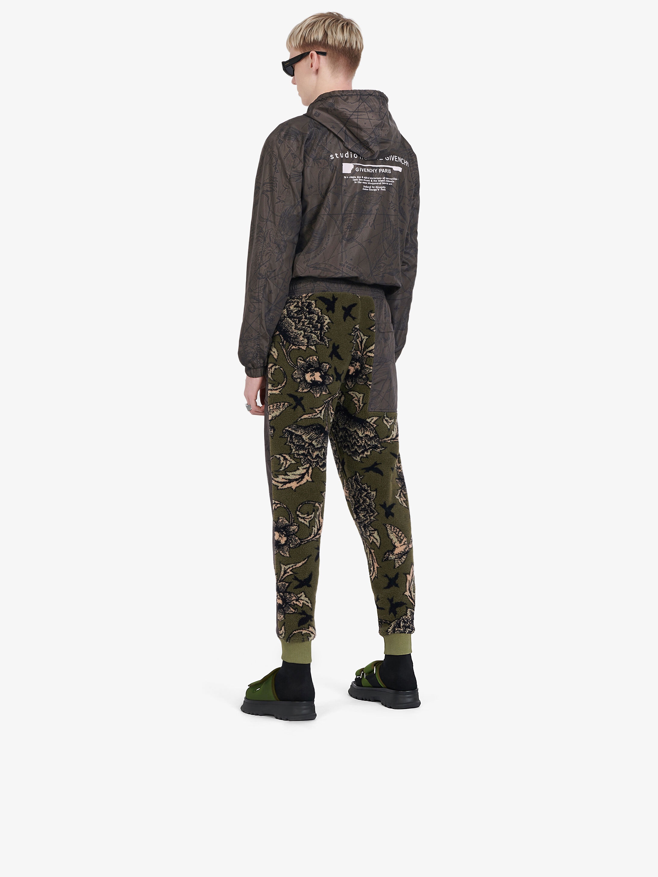 Jogger pants in floral pattern fleece and nylon - 3