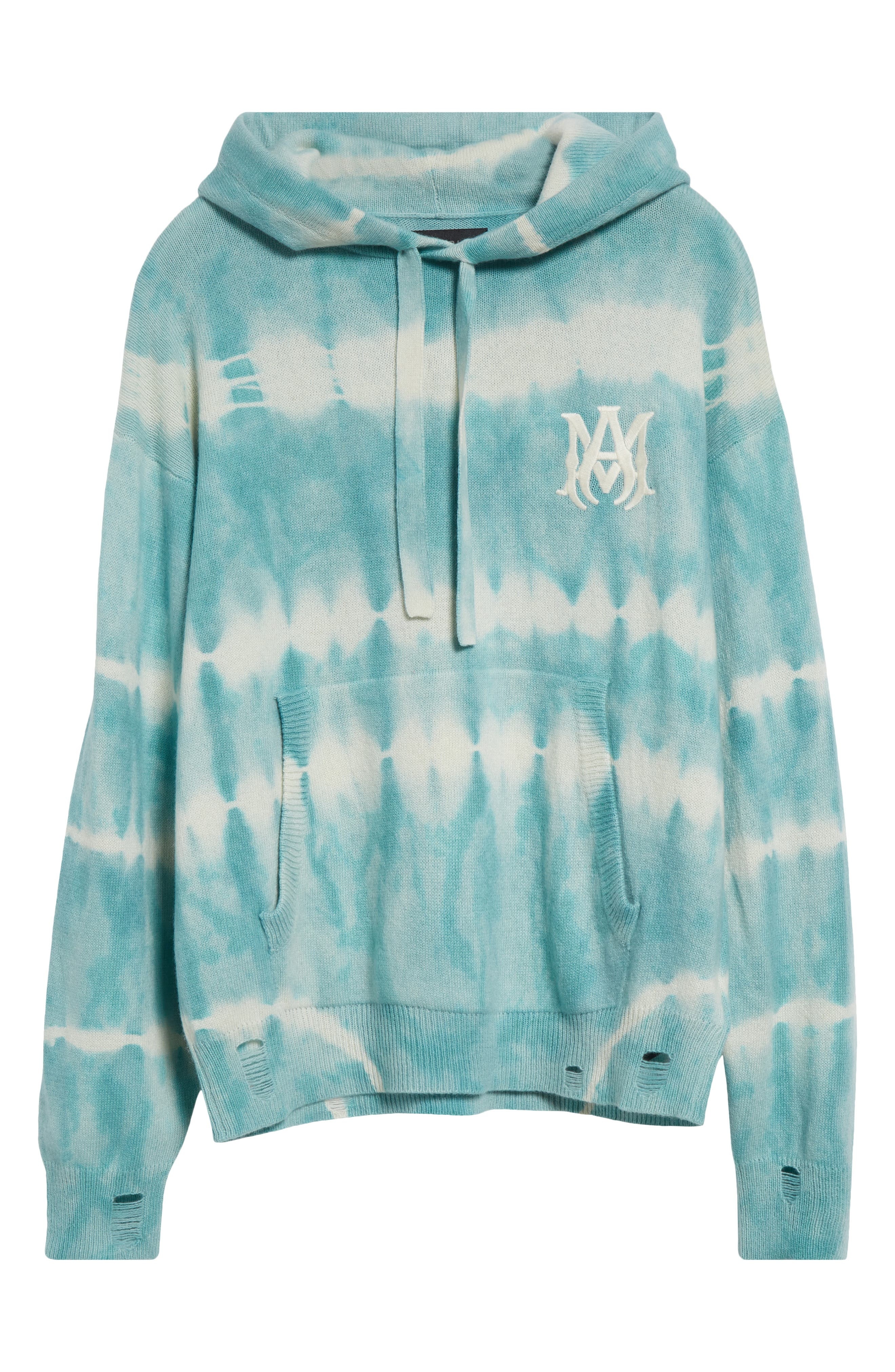 AMIRI Tie Dye Cashmere & Wool Hoodie in Sea Blue at Nordstrom - 6