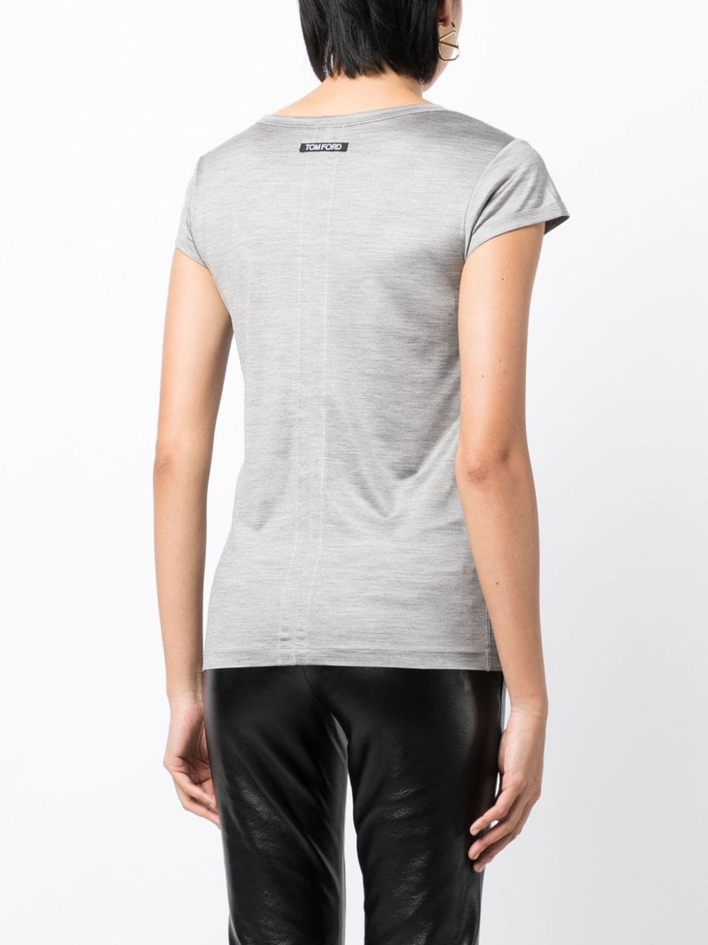 logo-print silk T-shirt - 4