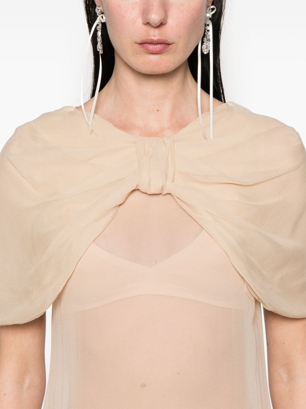 sheer bow-detailed midi dress - 5