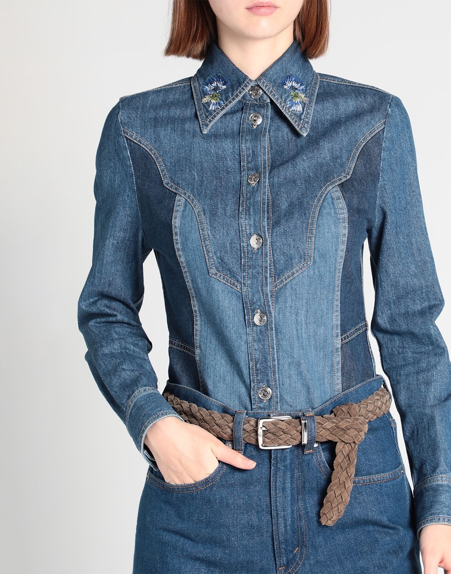 Blue Women's Denim Shirt - 4