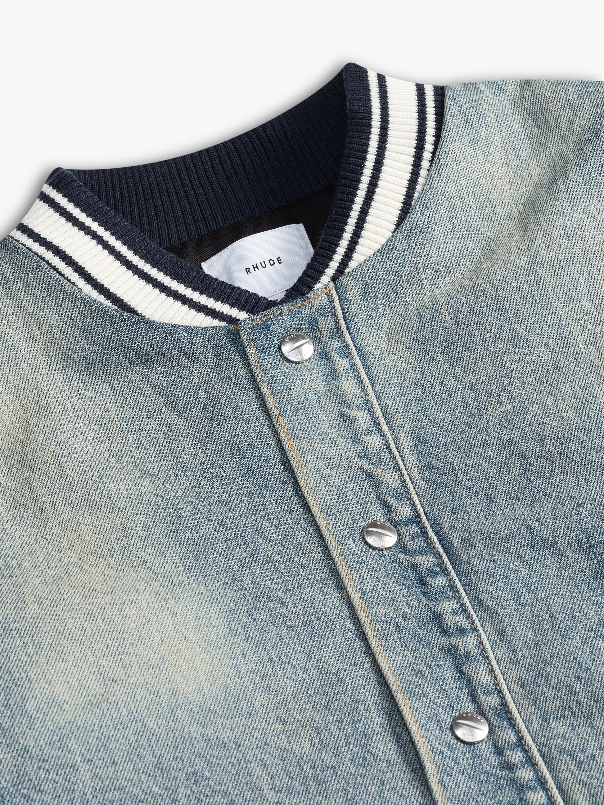 DENIM LIGHTING VARSITY JACKET - 4