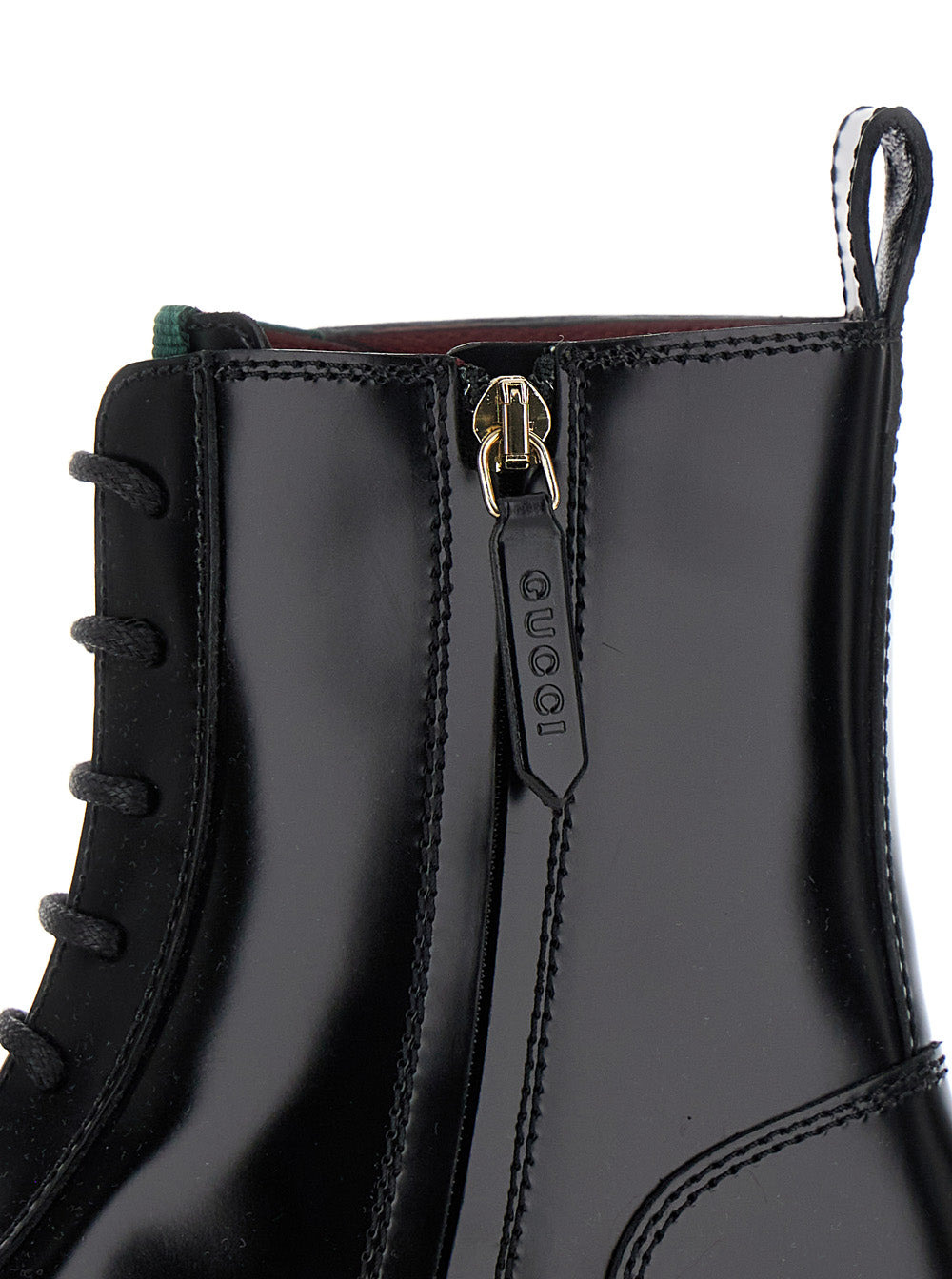 Gucci Women 'Thea' Black Ankle Boots With Web Detail In Leather Woman - 4