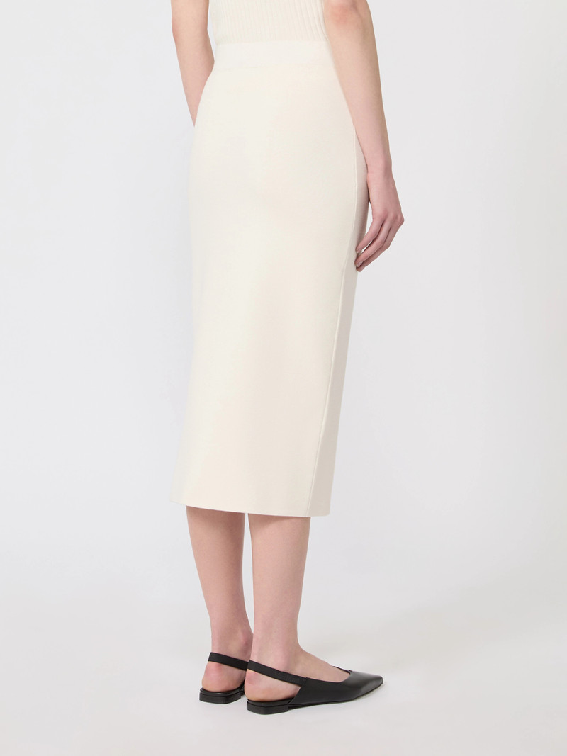 NUVOLE Stretch viscose pencil skirt - WHITE 4