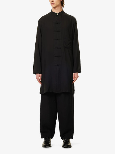 Yohji Yamamoto Knotted-button relaxed-fit woven shirt outlook