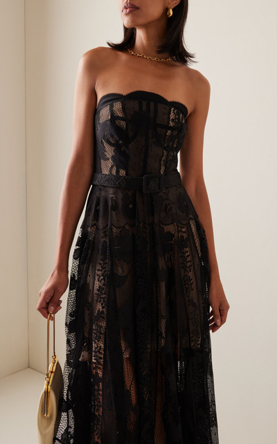 Oscar de la Renta Floral Lace Midi Dress black outlook