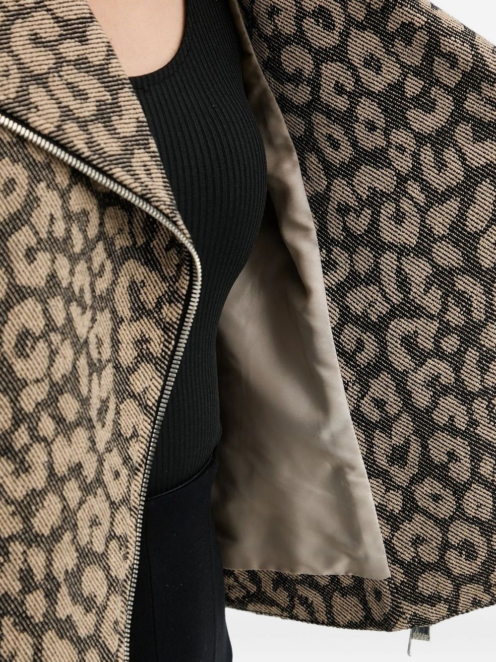 leopard-pattern biker jacket - 4