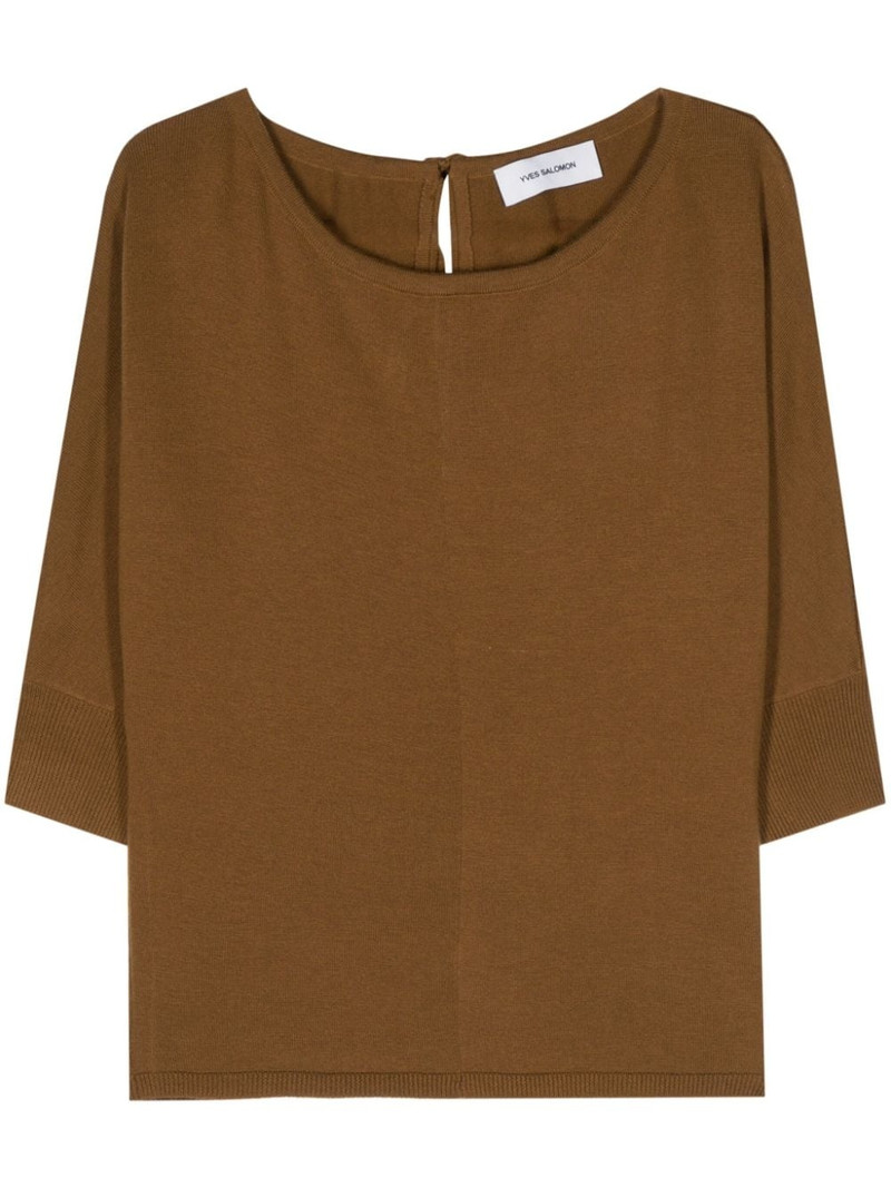 tie-fastening wool knitted top 1