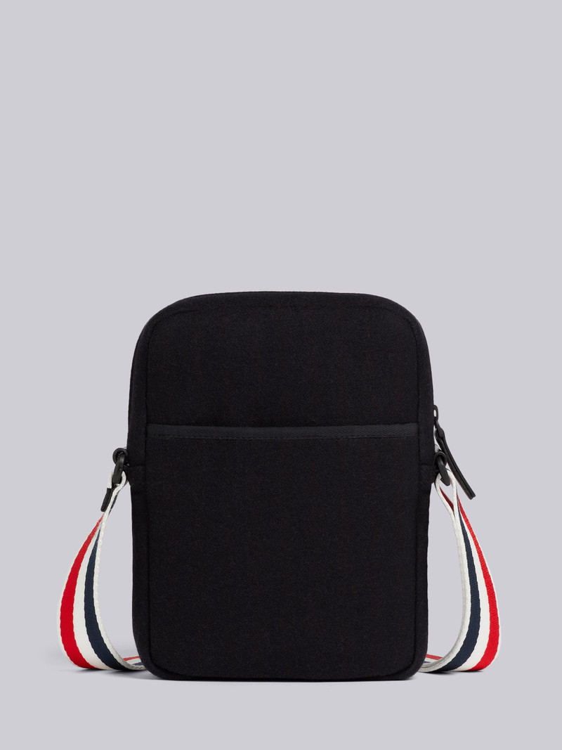 Black Double Face Melton 4-Bar Stripe Strap Camera Bag 4