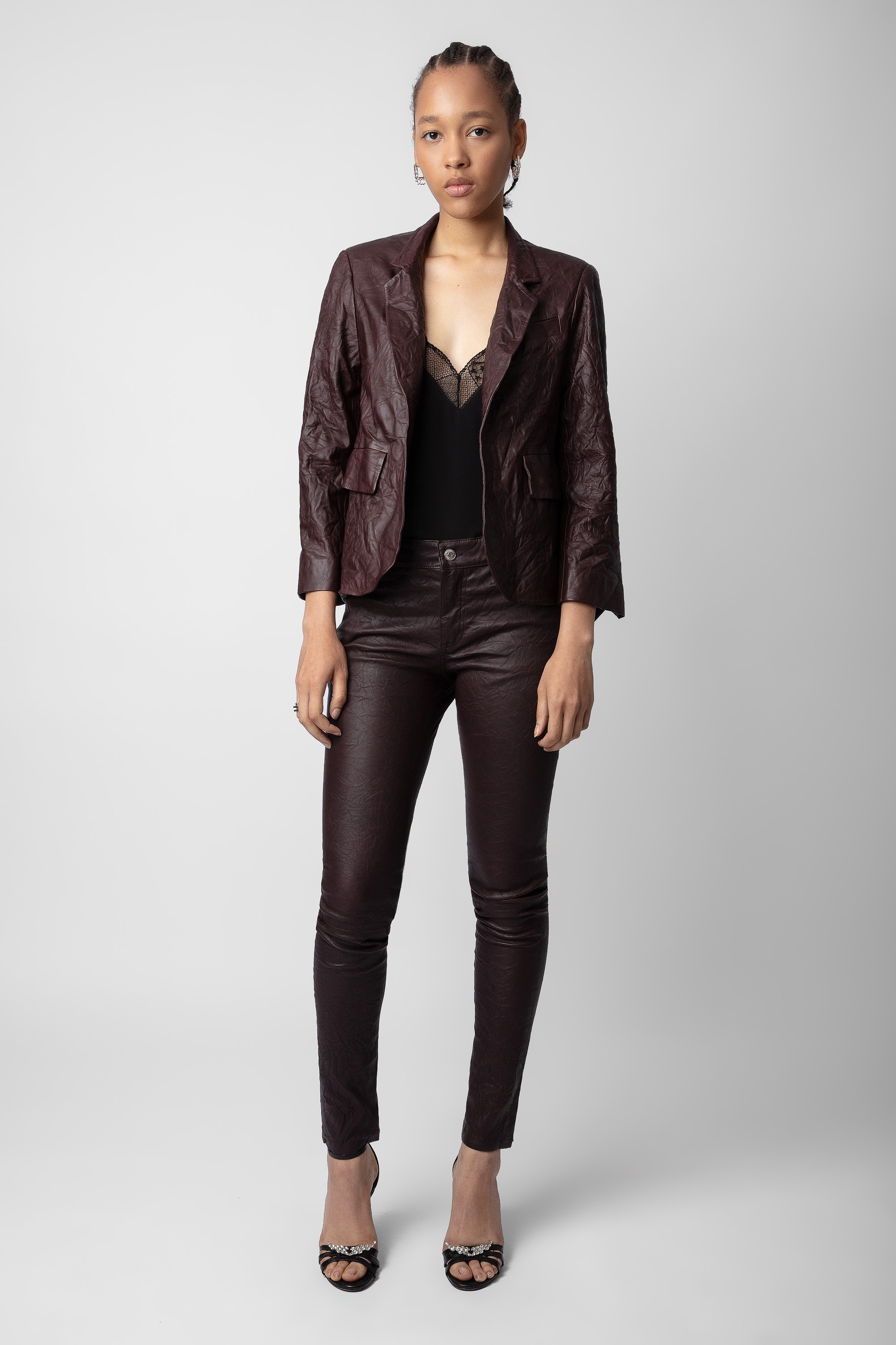 Verys Crinkled Leather Blazer - 2