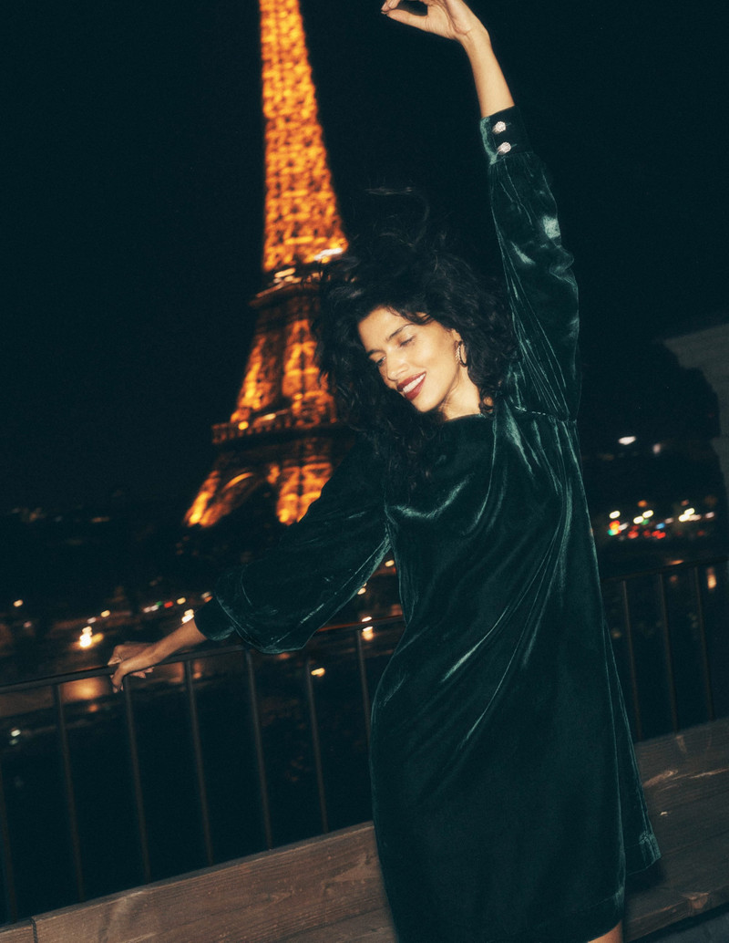 Estella Velvet Shift Dress-Emerald Night 7