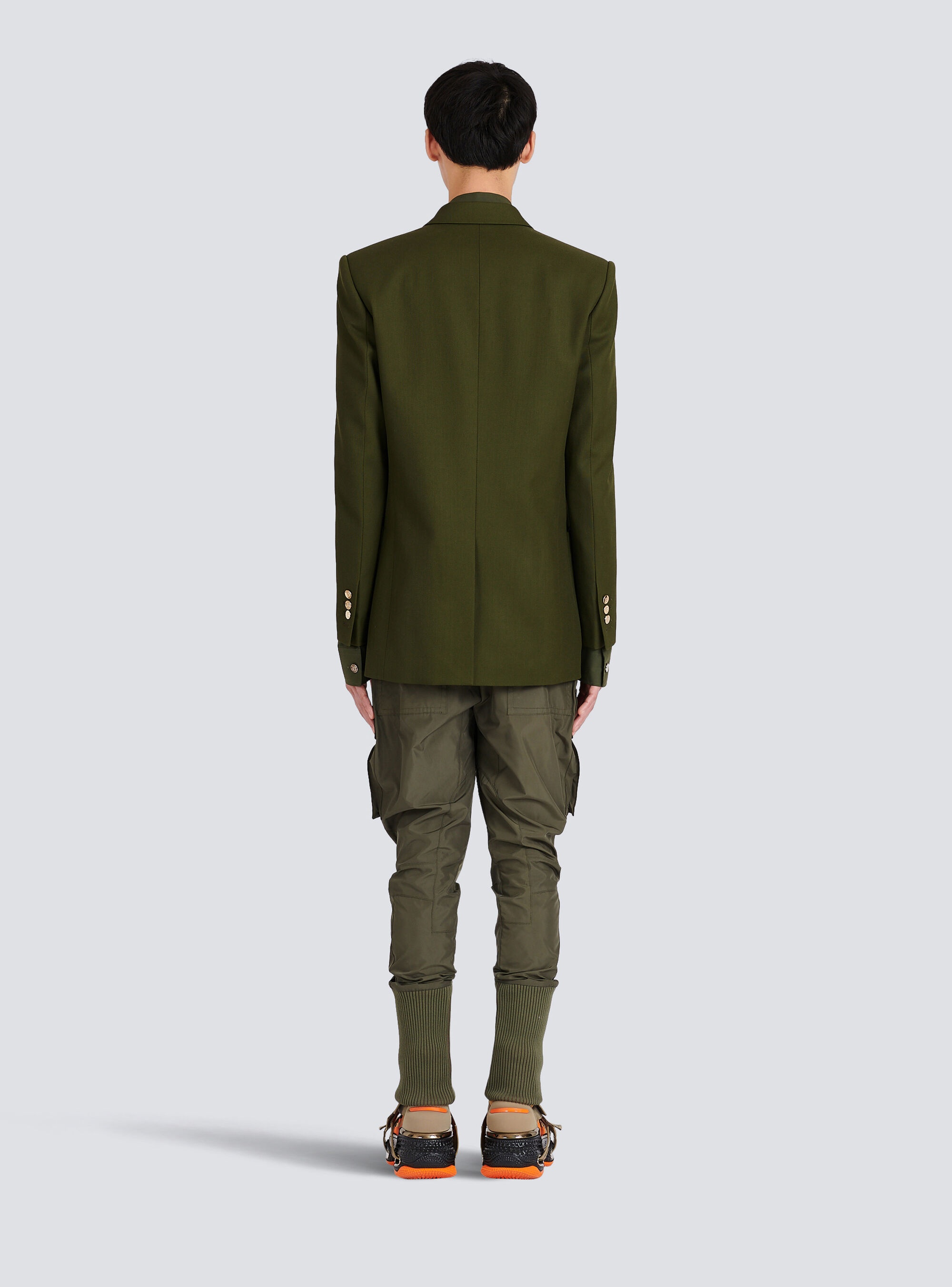 Twill blazer with double-breasted silver-tone buttoned fastening - 4