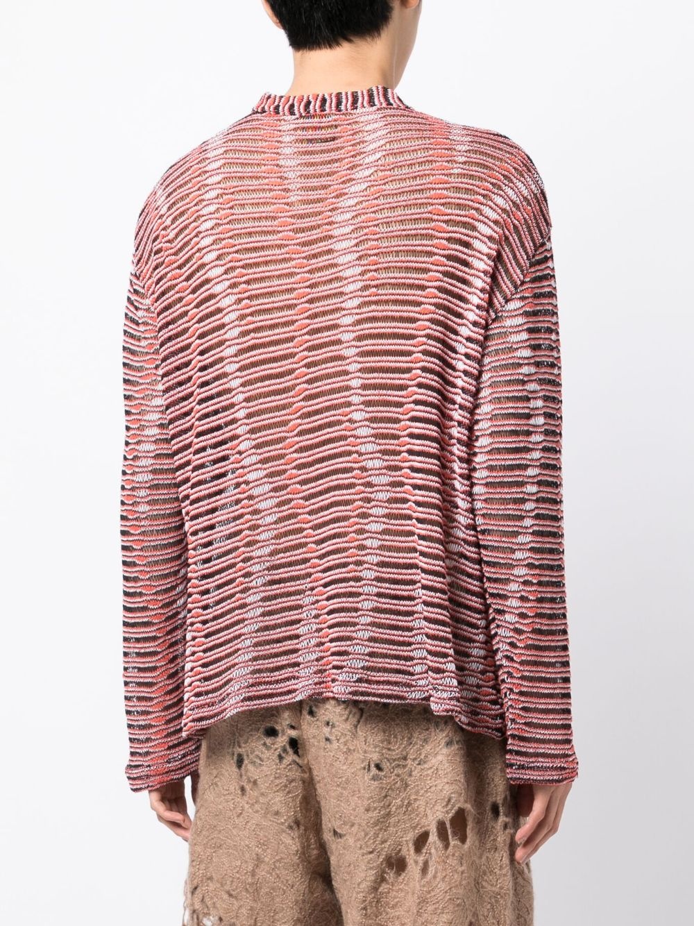 open-knit striped sweatshirt - 4