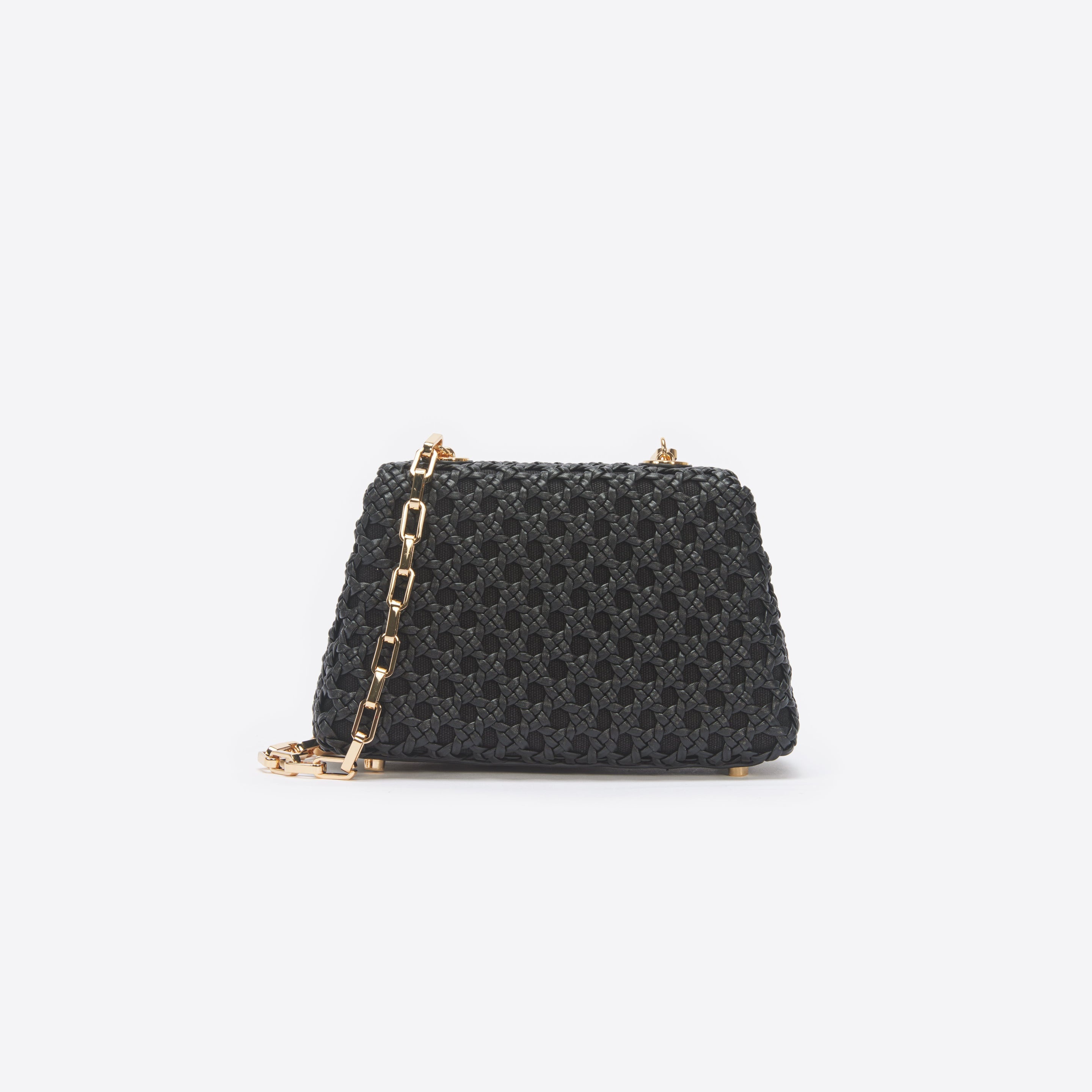 Black Woven Leather Bag - 3