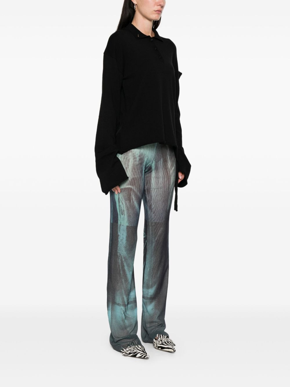 button-fastening asymmetric knitwear - 3