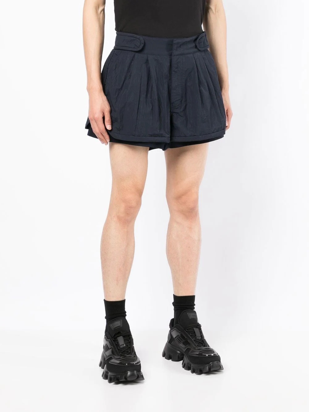 crease-effect pleated shorts - 6